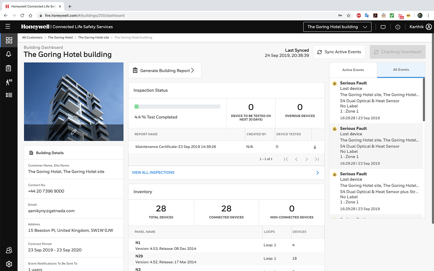 Honeywell CLSS Building Dashboard