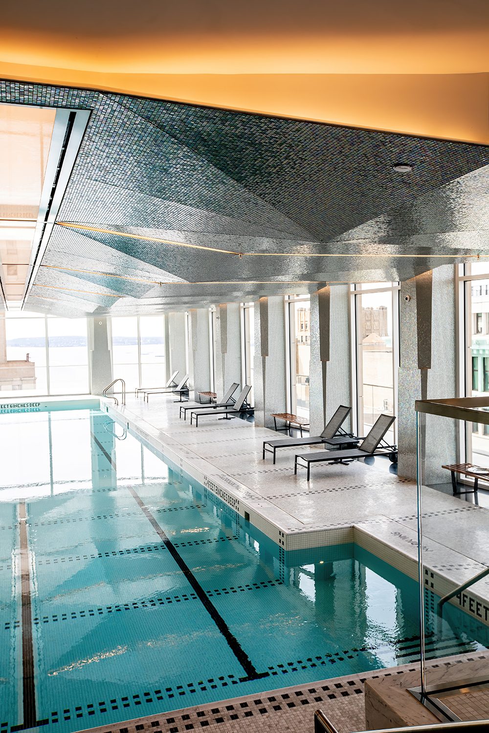 Swimming pool, Water, Furniture, Azure, Building, Window, Floor, Table