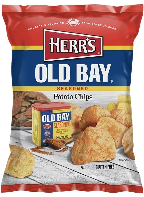 Snack bag, Potato chips, Old Bay seasoning, Product, Packaging