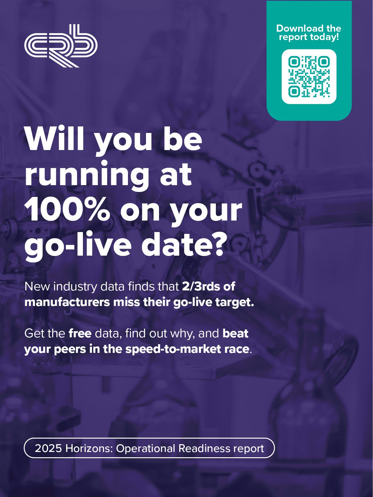 Ad for a report on manufacturers' operational readiness. Download QR code shown.