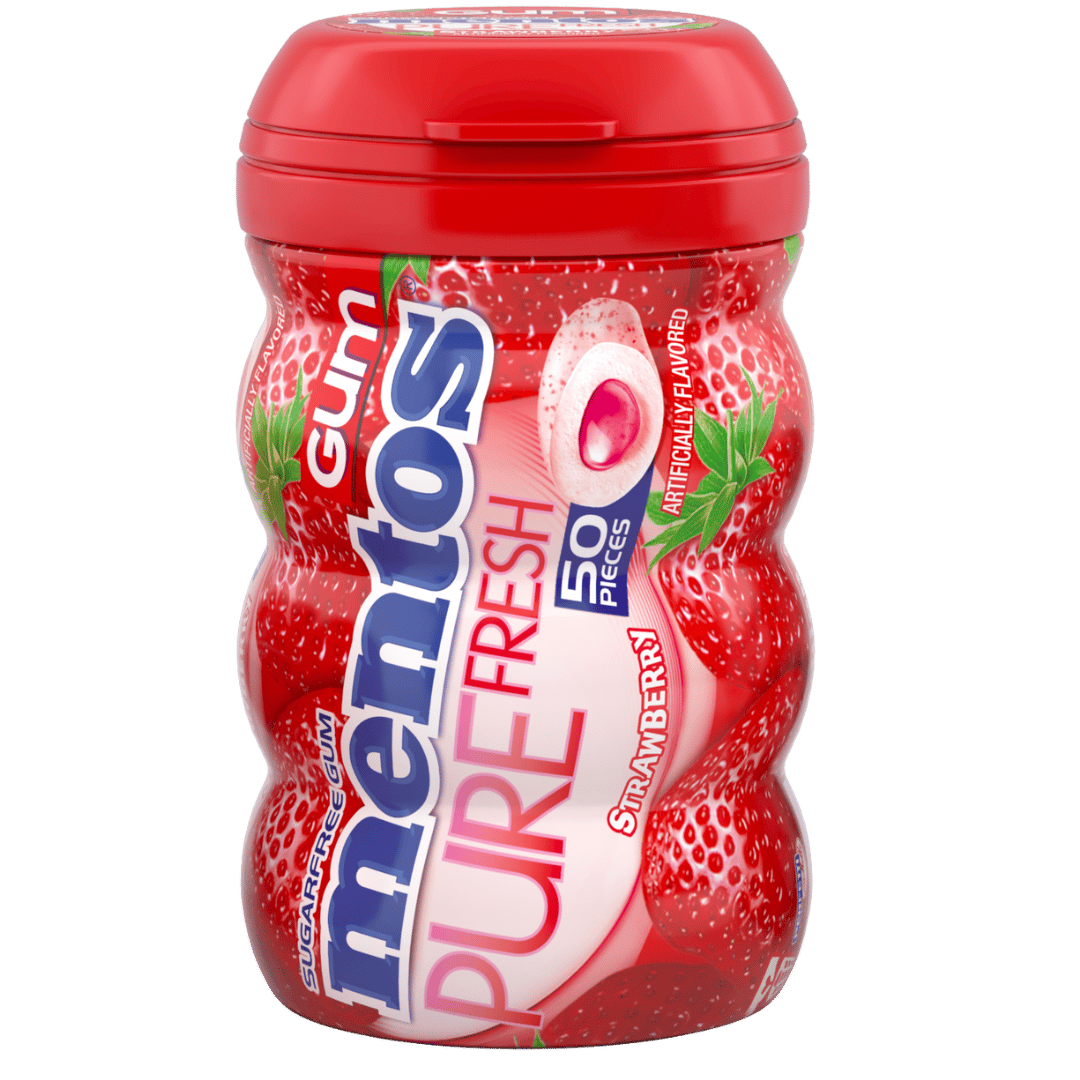 Plastic bottle, Gum container, Cap, Red, Strawberries