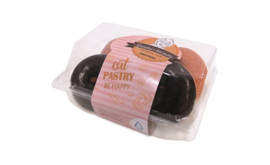 Clamshell package, Plastic, Label, Donuts, Pastries, Packaging