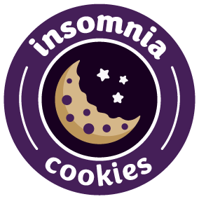 Insomnia Cookies logo with a bitten moon and stars.