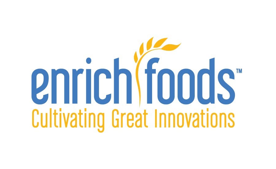 Logo, Blue text, Yellow tagline, Yellow wheat icon
