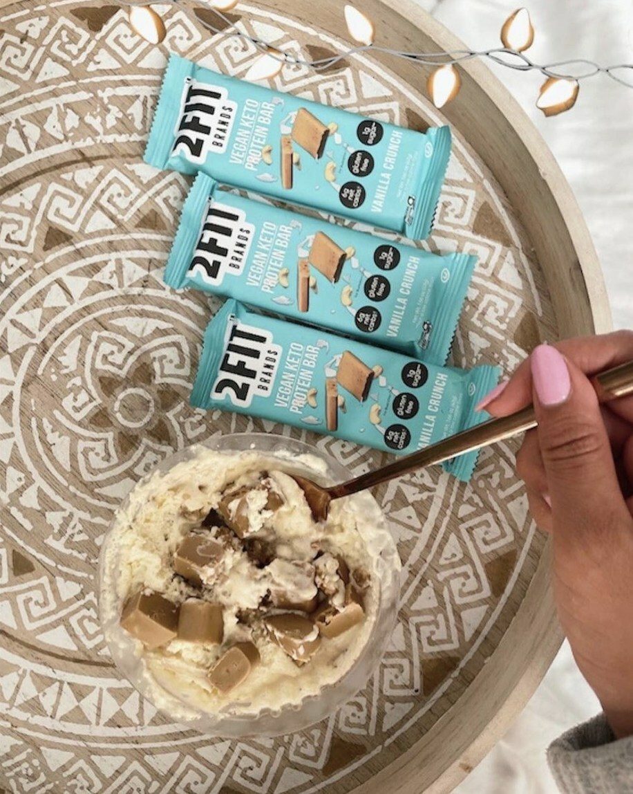 Food, Bowl of ice cream, Protein bars, Hand, Spoon
