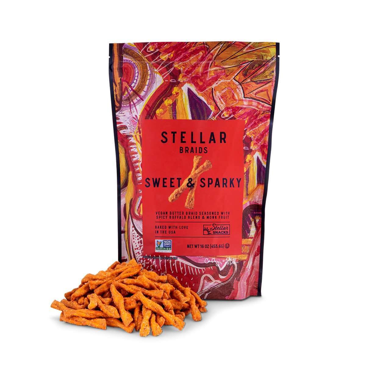 Pretzels, Package, Product, Pouch, Artistic pattern, Font, Text, Red, Magenta