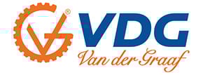 VDG Van der Graaf logo: orange gear with 'VG' inside, 'VDG' in blue, and 'Van der Graaf' script.
