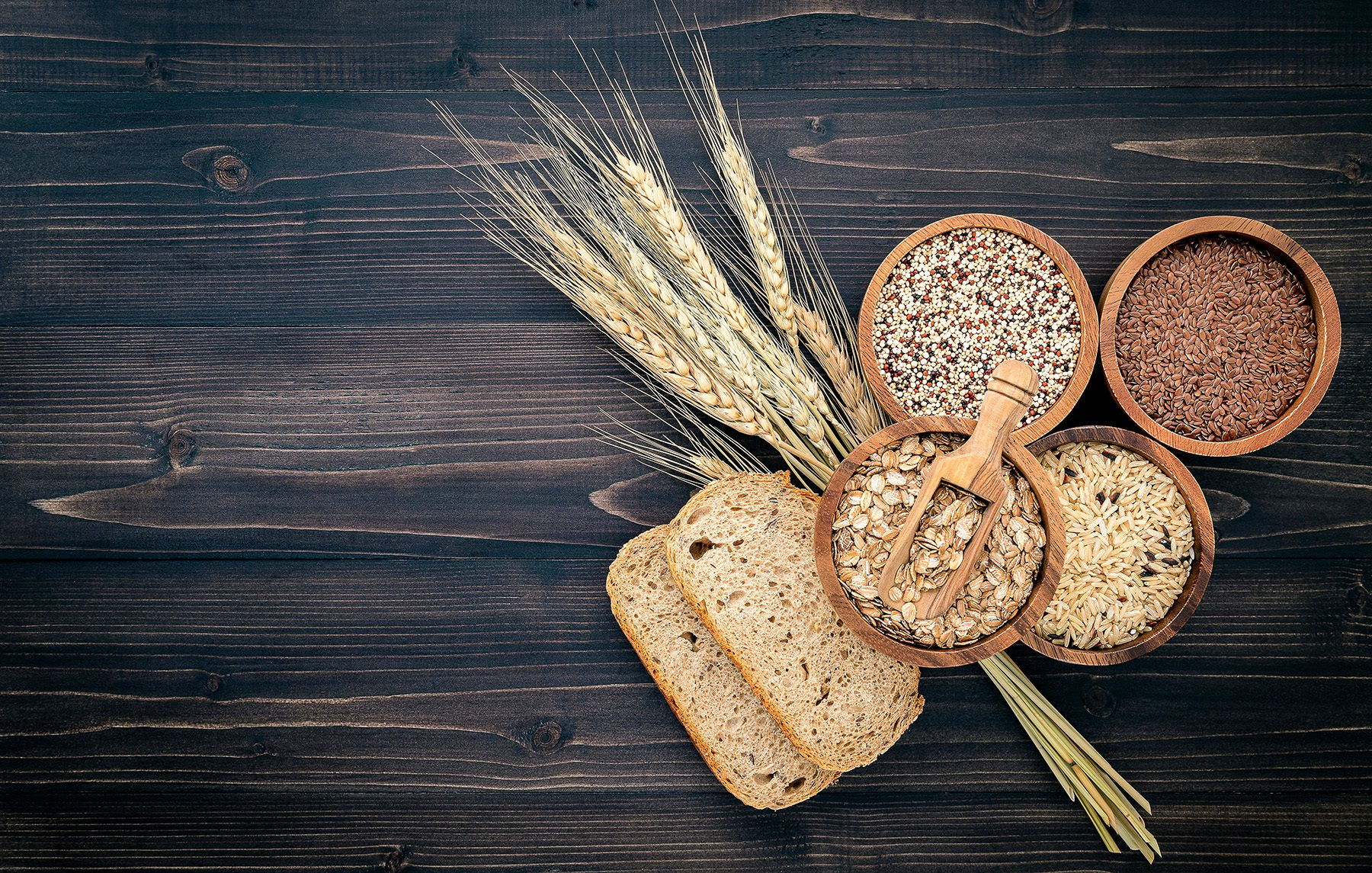 Wood, Wheat, Bread, Bowls of grain