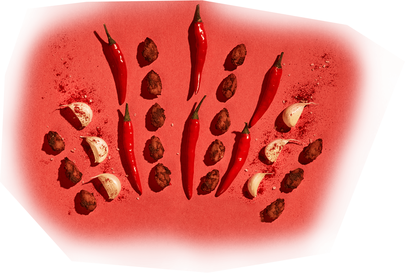 Red chili peppers, Garlic cloves, Almonds, Chili powder, Red