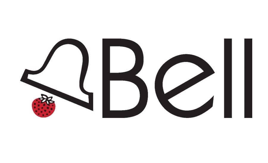 Logo, Font, Text, Bell illustration, Strawberry icon, Branding