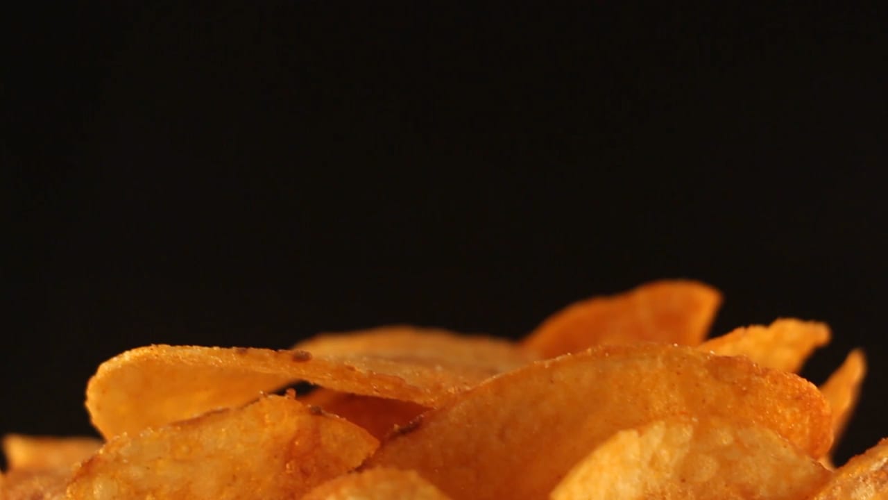 Potato chips, Orange, BBQ, Black background