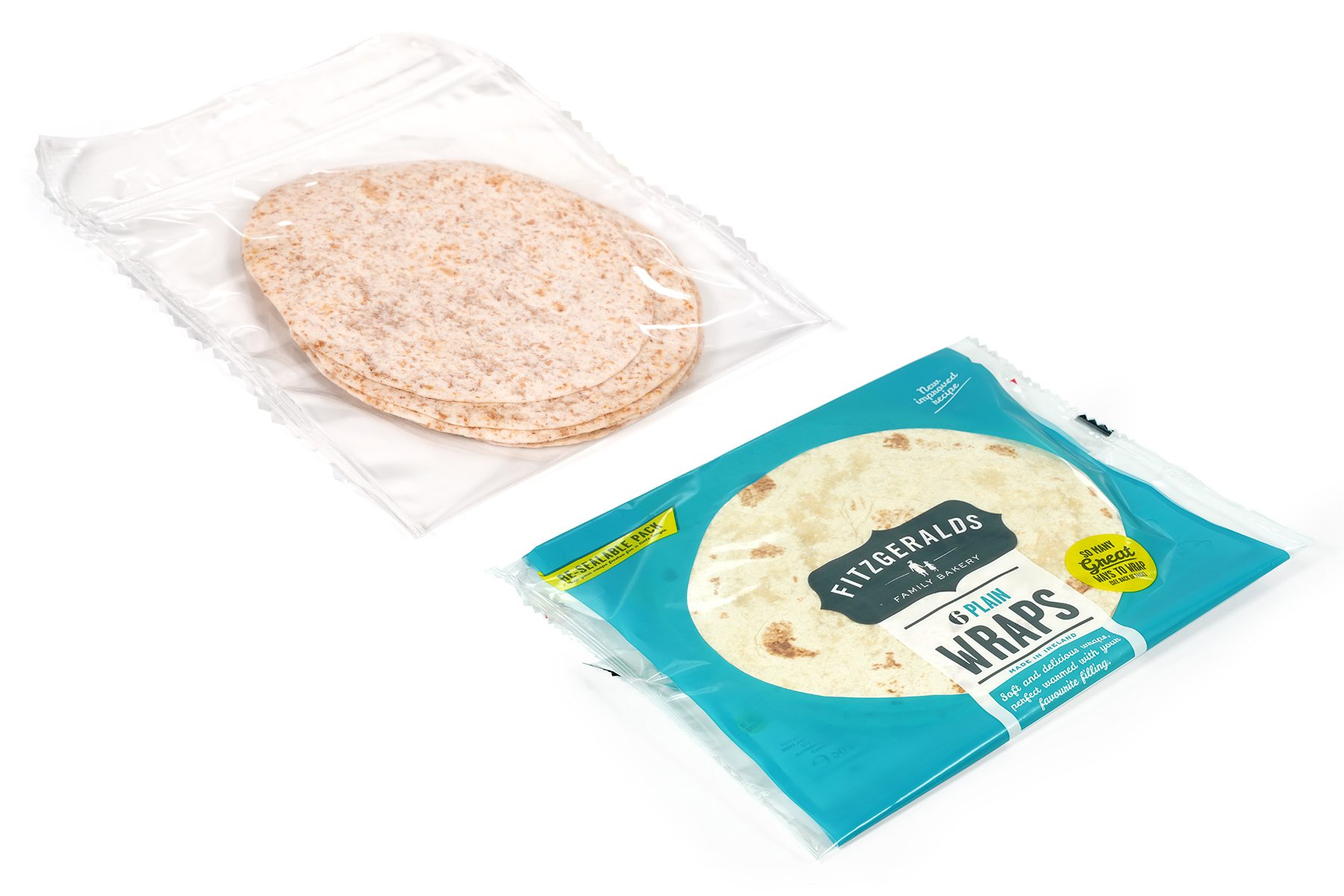 Tortillas, Packaging, Clear resealable bag, Wraps, Product