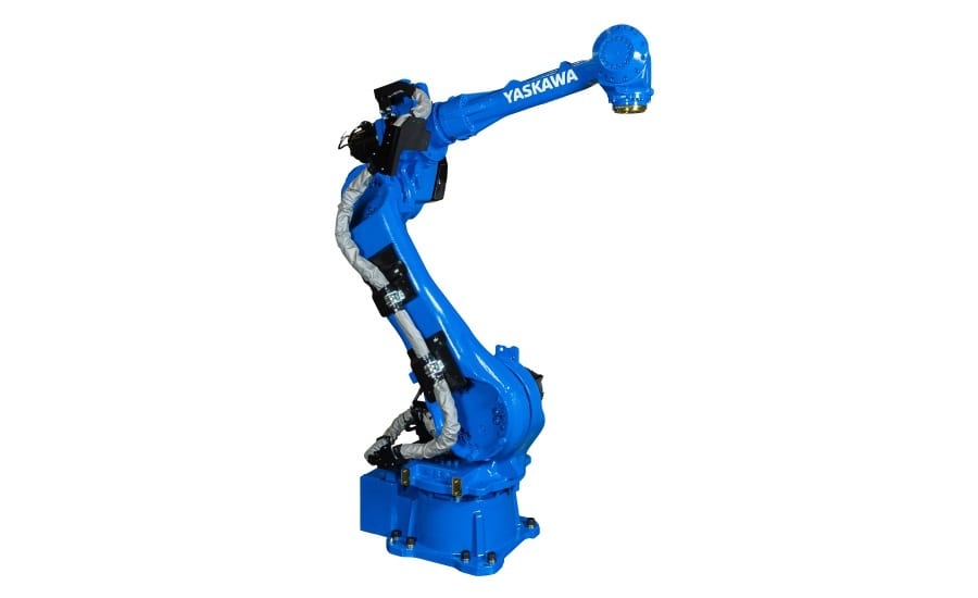 Robot arm, Palletizer, Blue, Plastic, Wiring, Bolts, Logo, Machine