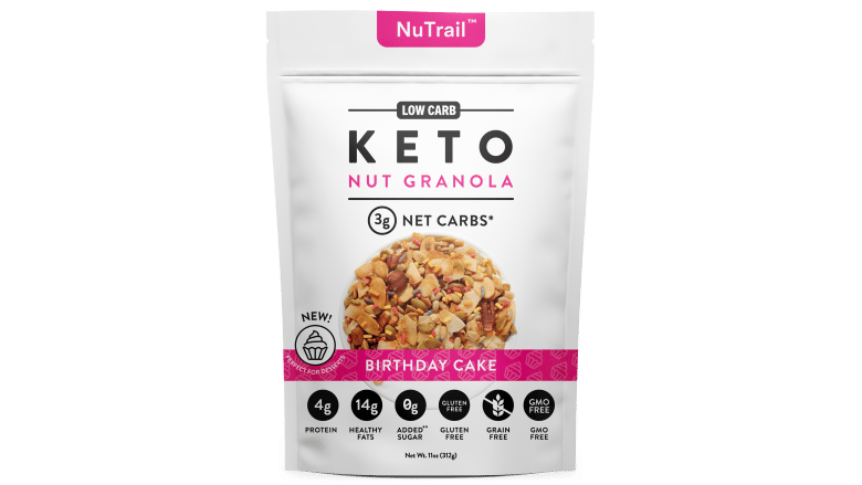 Natural foods, Food, Ingredient, Recipe, Granola, Pink, White, Pouch