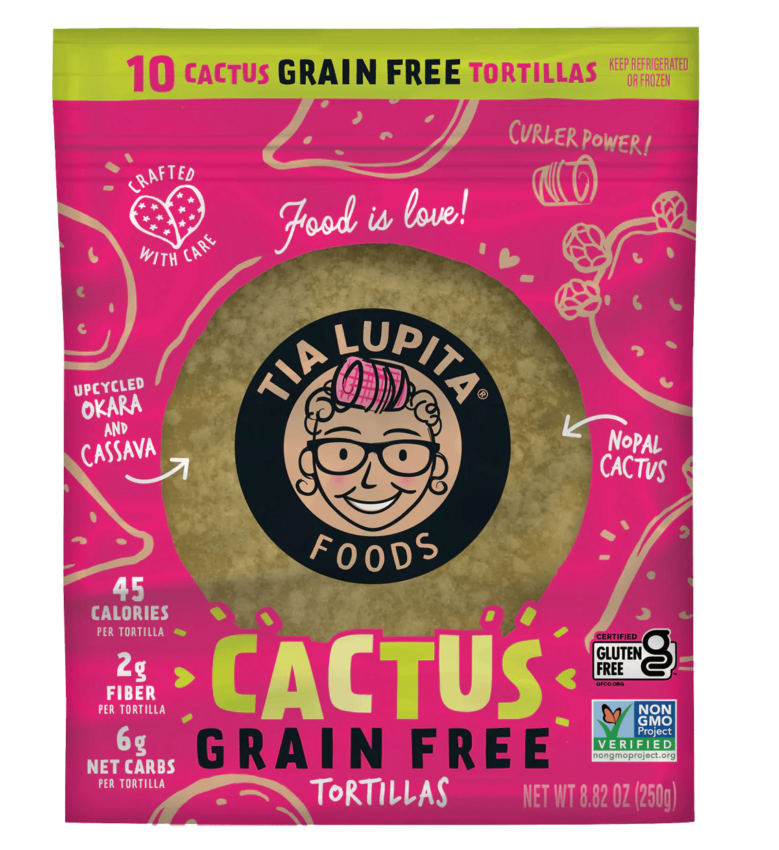 Font, Packaging, Tortilla, Pink, Yellow, Logo, Cactus