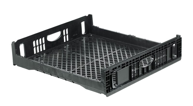 Rectangle, Plastic, Tray, Black, Handles