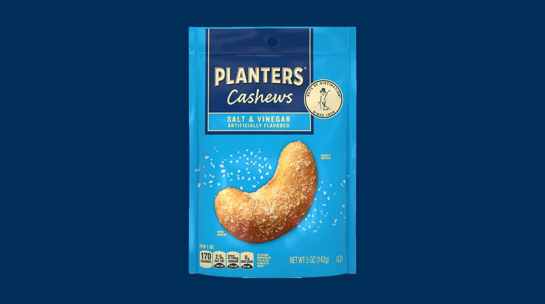 pouch of Planters Salt and Vinegar cashews