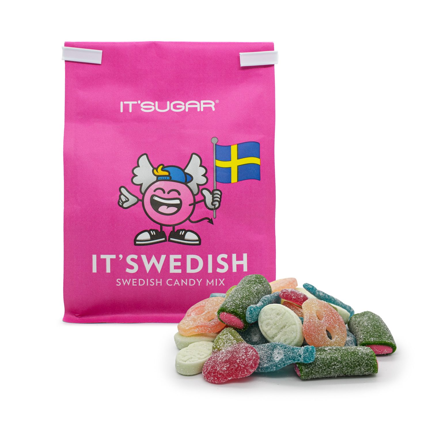 IT’SUGAR’s IT’SWEDISH Candy Mix with green, purple, yellow, orange, and red gummies.