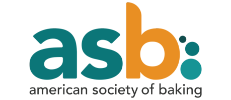 ASB logo: stylized teal 'as', orange 'b' with three dots, and 'american society of baking' below.