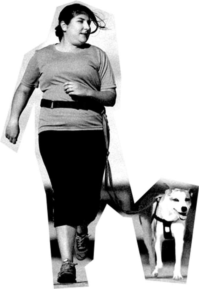 Dog breed, Photograph, White, Black, Human, Carnivore, Sleeve, Waist, Standing