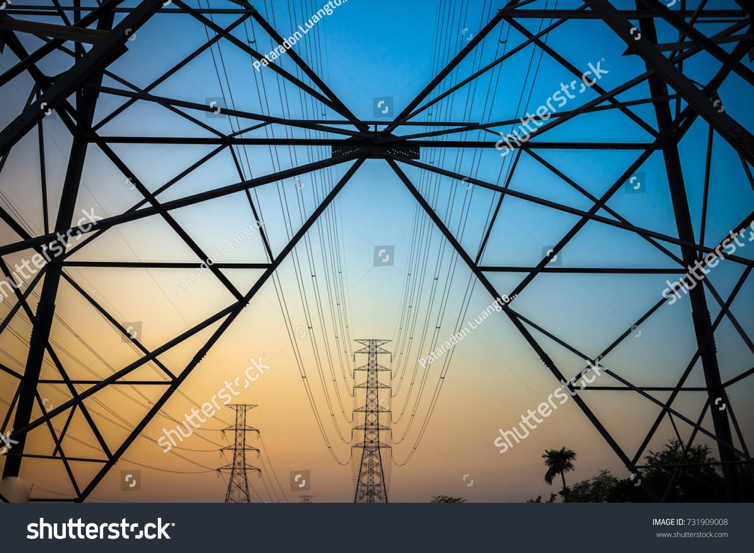Overhead power line, Sky, Triangle, Electricity, Rectangle, Biome
