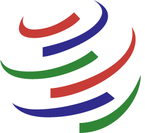 World Trade Organization (WTO) logo, a stylized globe with red, blue, and green curved lines.