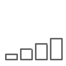 A signal strength indicator with four increasing grey bars.