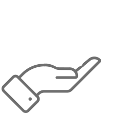 Open hand outline icon.