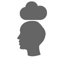 Profile of a head with a cloud above.