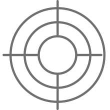 Bullseye target with crosshairs.