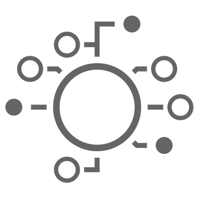 Network diagram with a central hub connected to multiple nodes.