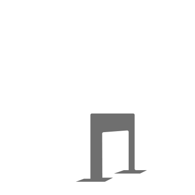 A dark grey U-shaped arch or hurdle with two flat feet, against a black background.