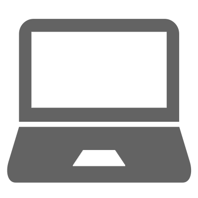 Grey icon of an open laptop.