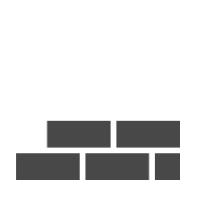 Dark grey blocks with white outlines, staggered like a brick wall on a black background.