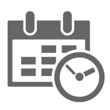 Calendar and clock icon.