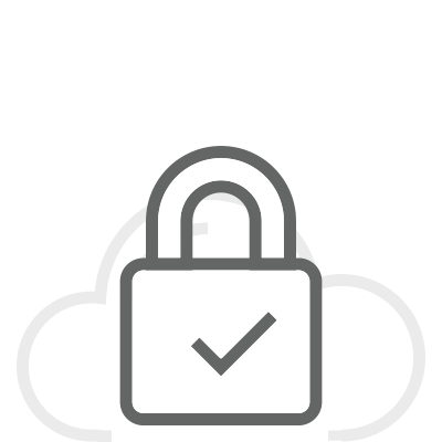 Cloud security icon: padlock with checkmark.