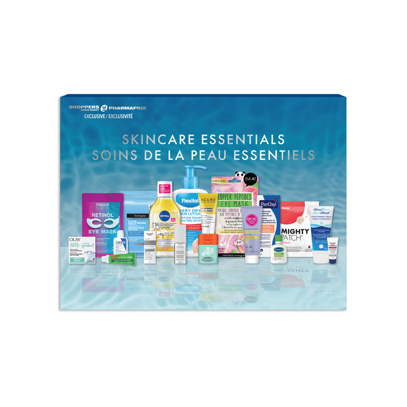 Shoppers Drug Mart/Pharmaprix 'Skincare Essentials' featuring multiple beauty products.
