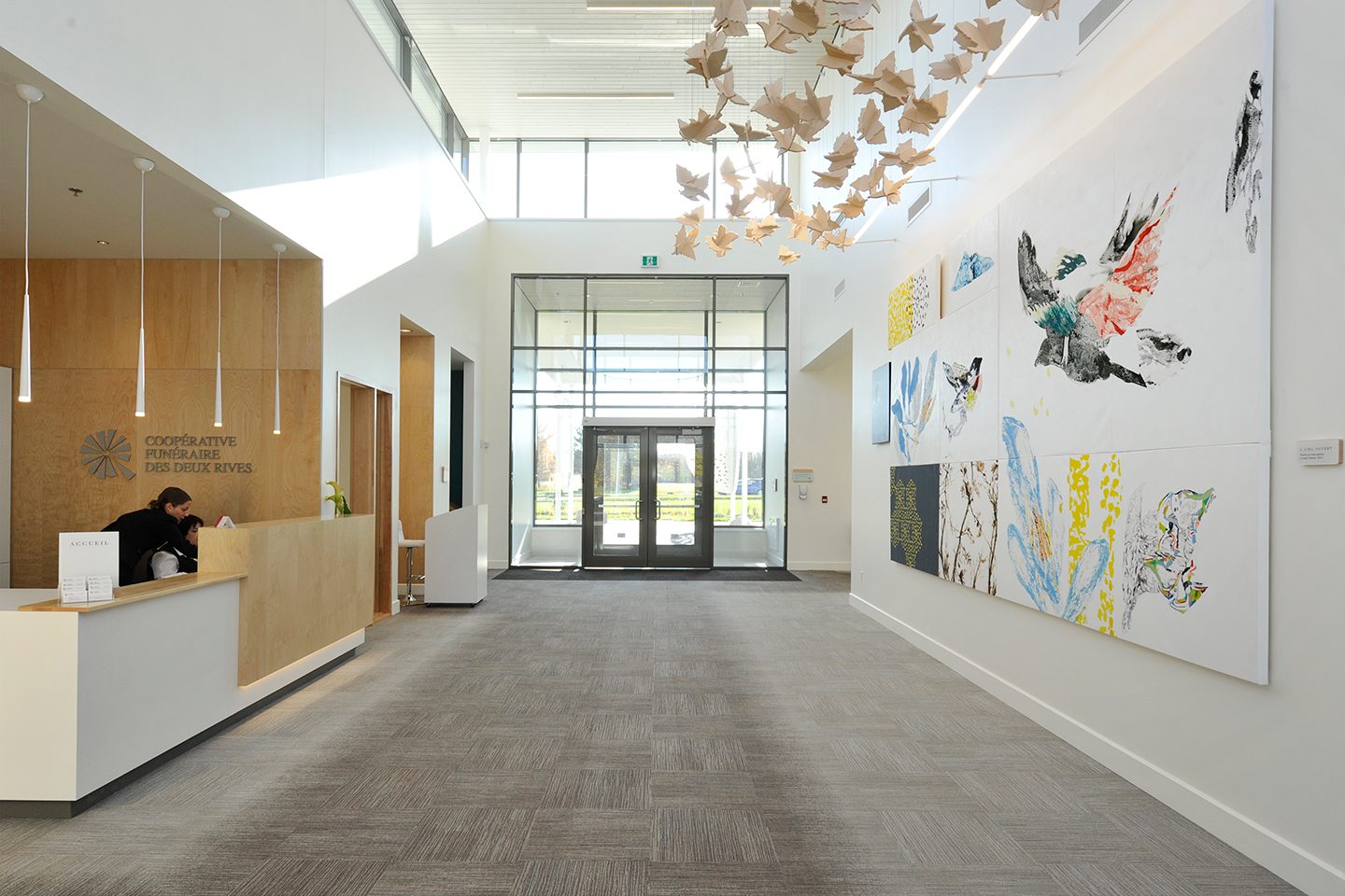 Interior design, Building, Flooring, Plant, Floor, Cabinetry, Art, Hall, Wood