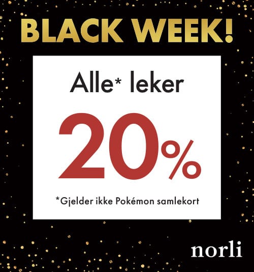 Norli Black Week ad: 20% off all toys (except Pokémon cards).