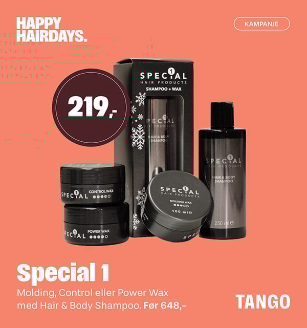 Ad for Special 1 hair products: Wax & Shampoo combo for 219,- (was 648,-).
