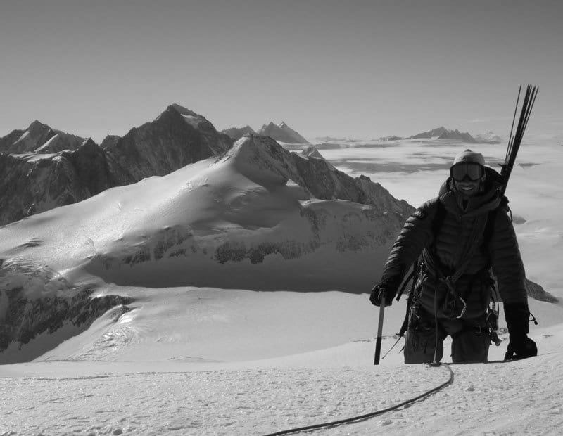 Hiking equipment, Ice cap, Sky, Mountain, Cloud, Snow, Slope, Terrain, Freezing