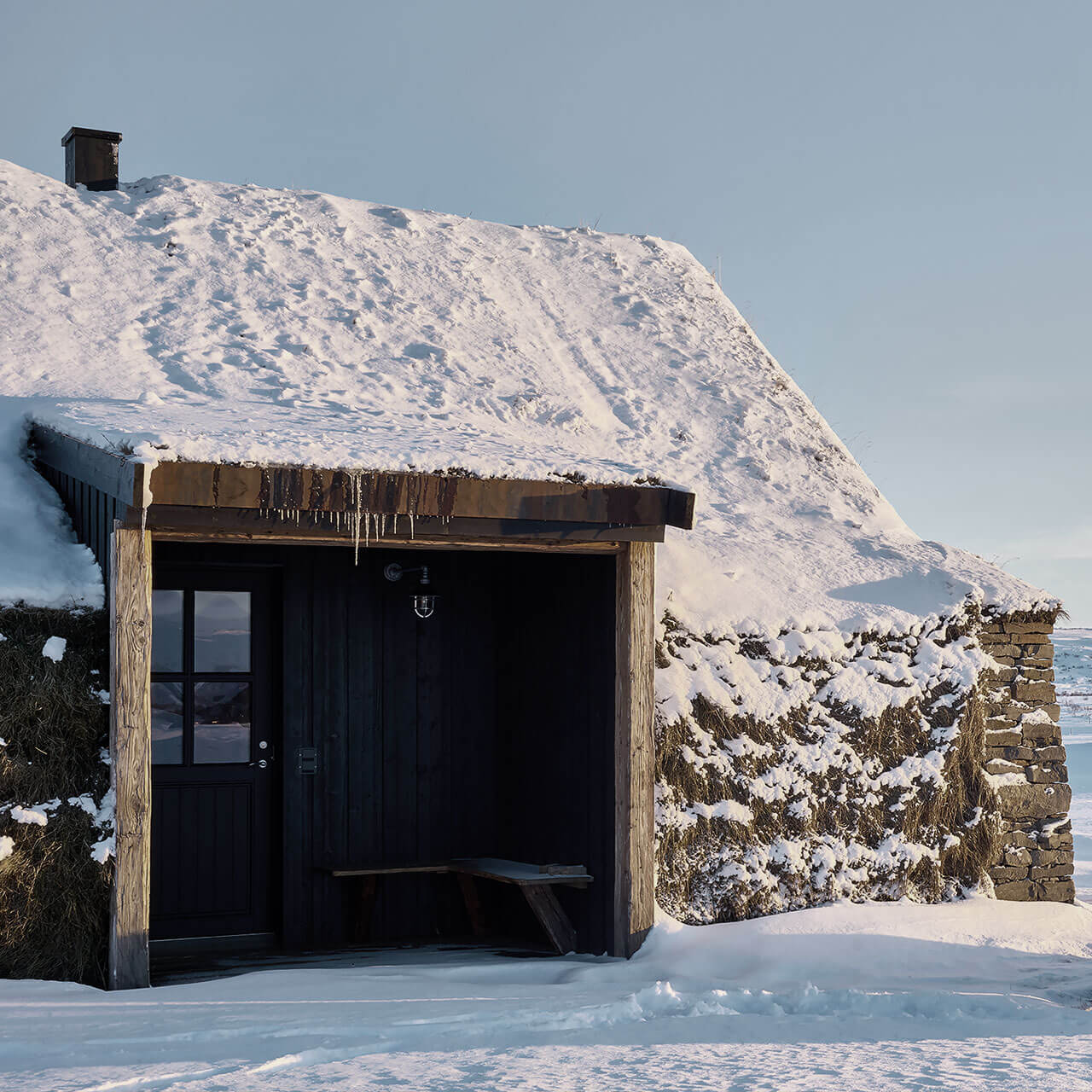 Sky, Snow, Building, Mountain, Slope, Wood, House, Door, Freezing, Shade