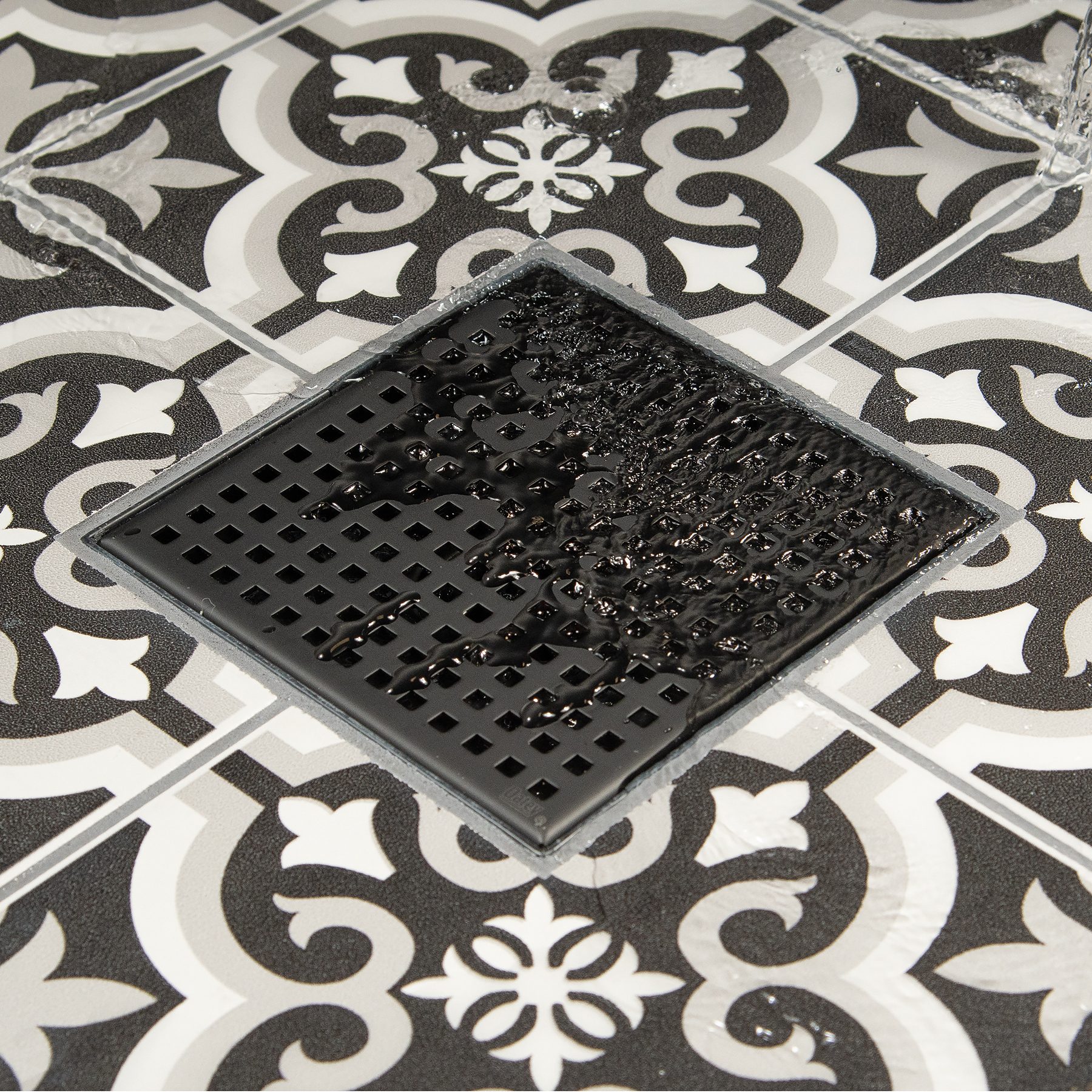 Plumbing fixture, Floor, Tile, Grey