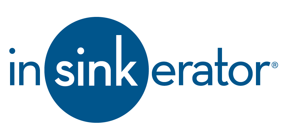 InSinkErator logo. Blue 'in' and 'erator' with white 'sink' in a blue circle.