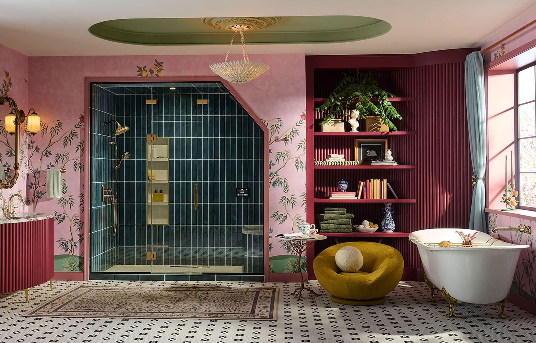 Interior design, Plumbing fixture, Wall, Flooring, Bathroom, Lighting, Floor, Furniture, Tap