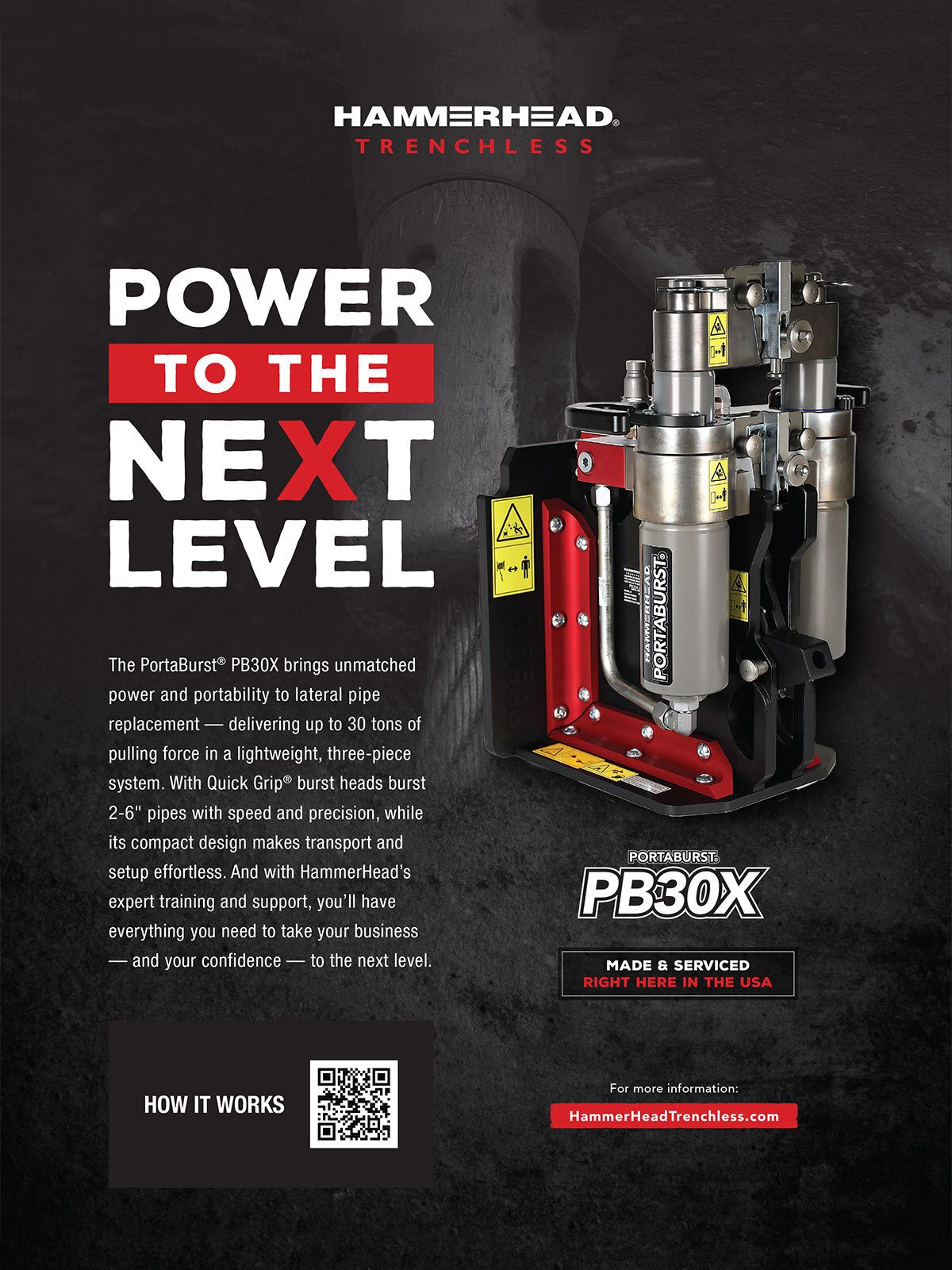 HammerHead PortaBurst PB30X trenchless pipe bursting system.