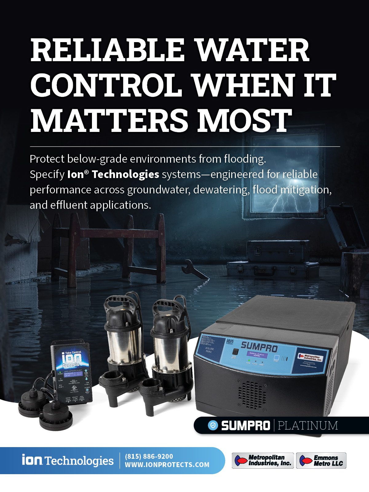 Reliable ion Technologies water control systems protect against flooding.