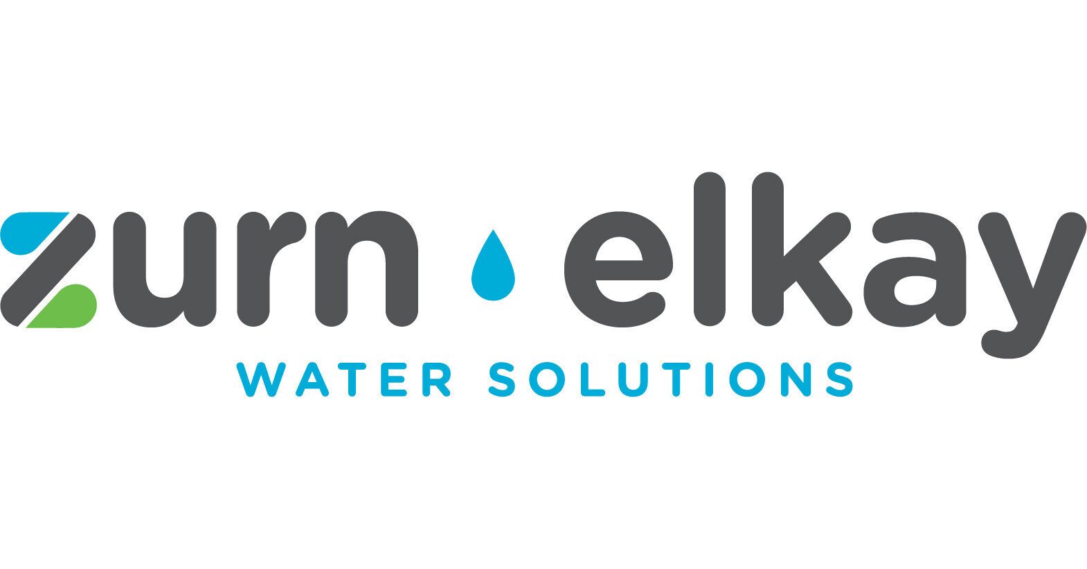 Zurn Elkay Water Solutions logo with blue/green Z and blue water drop.