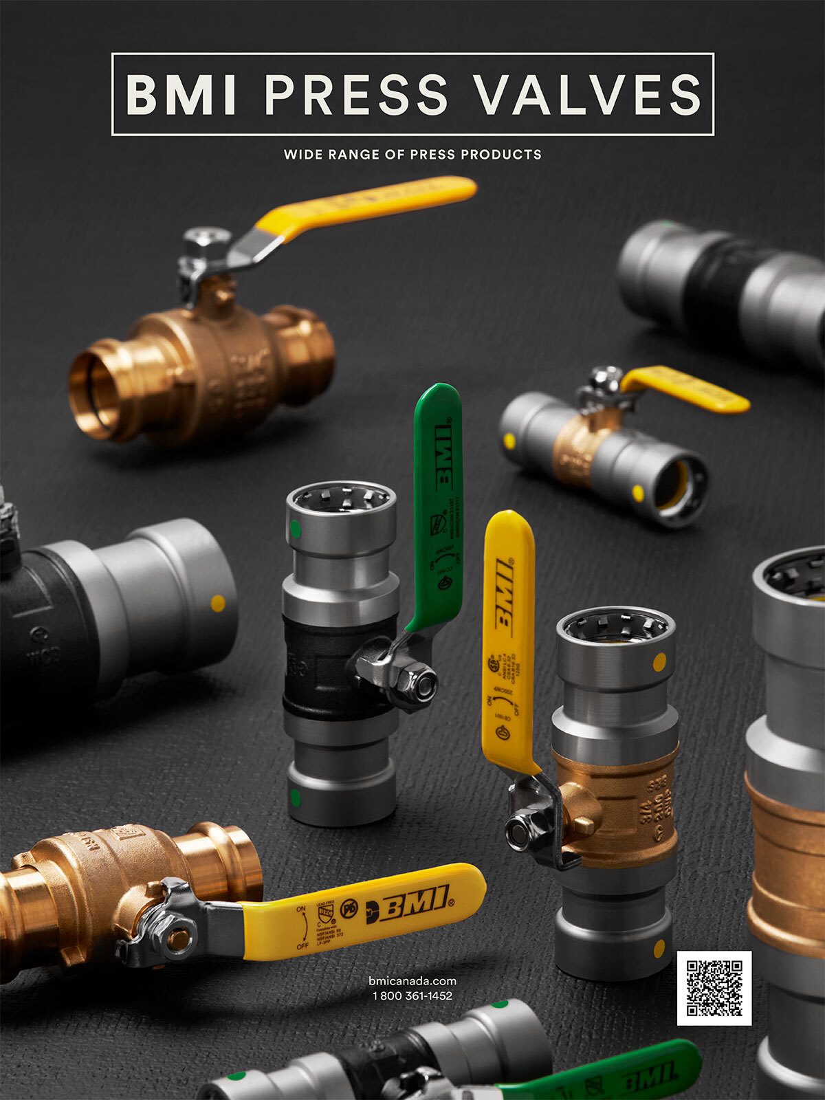 Wide range of BMI press valves displayed.