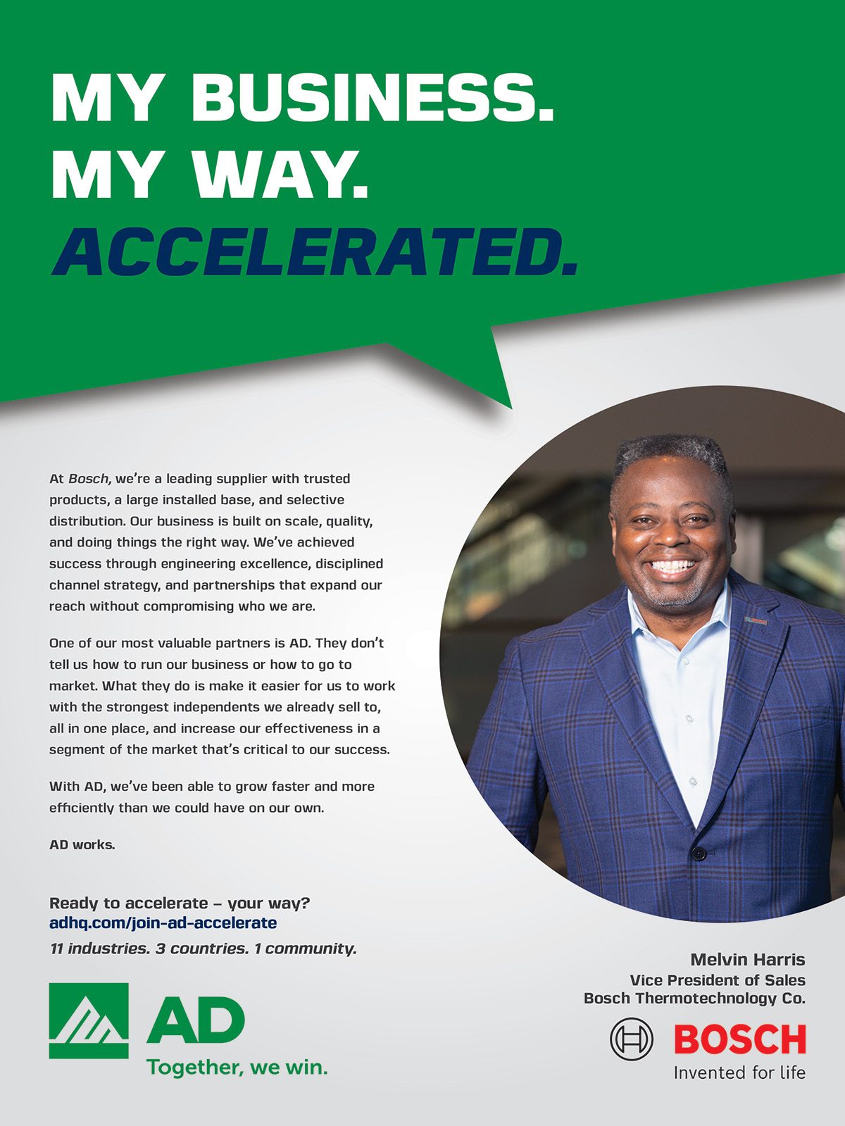 Melvin Harris of Bosch discusses partnership with AD to accelerate business growth, highlighting their success.